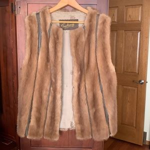 Vintage mink and leather vest